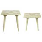 Beliani Set of 2 Side Tables BELIDHA Mango Wood Light Green