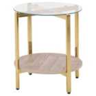 Beliani Side Table LOVELL Tempered Glass Gold
