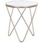 Beliani Side Table MERIDIAN Tempered Glass Gold
