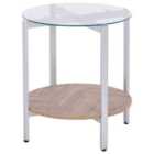 Beliani Side Table LOVELL Tempered Glass Silver