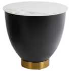 Beliani Side Table NADINE Ceramic Black with Storage