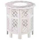 Beliani Side Table BADHI Mango Wood White