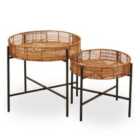 Interiors by Premier Batu Set Of 2 Natural Rattan Side Tables