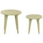 Beliani Set of 2 Side Tables MAHARO Mango Wood Light Green