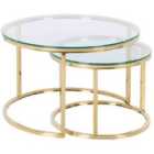 Beliani Set of 2 Coffee Tables GRANGE Tempered Glass Gold