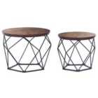 Beliani Set of 2 Coffee Tables BRUNI Brown/ Black
