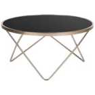 Beliani Coffee Table MERIDIAN Tempered Glass Black/ Gold