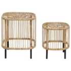 Beliani Set of 2 Coffee Tables CESENATICO Rattan Natural