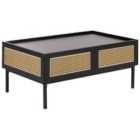 Beliani Coffee Table CULLEN Rattan Black with Storage