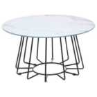 Beliani Coffee Table BERNIE Tempered Glass White Marble