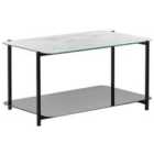 Beliani Coffee Table GLOSTER Tempered Glass White Marble