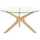 Beliani Coffee Table VALLEY Tempered Glass Light Brown
