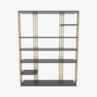 Decorotika Jeni 7-tier Bookcase Bookshelf Shelving Unit - Anthracite And Gold