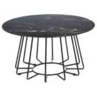 Beliani Coffee Table BERNIE Tempered Glass Black Marble