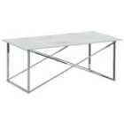 Beliani Coffee Table EMPORIA Tempered Glass Marble/ Silver