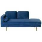 Beliani Left Hand Velvet Chaise Lounge Navy Blue Miramas