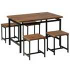 Beliani Dining Set ARLINGTON Dark Brown 4 Seater