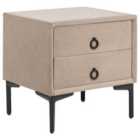 Beliani 2 Drawer Bedside Table SEZANNE Velvet Taupe
