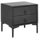 Beliani 2 Drawer Bedside Table SEZANNE Faux Leather Black