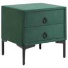 Beliani 2 Drawer Bedside Table SEZANNE Velvet Dark Green