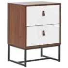 Beliani 2 Drawer Bedside Table NUEVA Dark Brown/ White