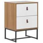 Beliani 2 Drawer Bedside Table NUEVA Light Brown/ White
