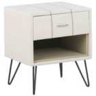 Beliani 1 Drawer Bedside Table BETIN Faux Leather White