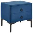 Beliani 2 Drawer Bedside Table SEZANNE Velvet Navy Blue