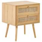 Beliani 2 Drawer Bedside Table PEROTE Rattan Light Brown