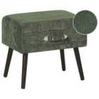 Beliani 1 Drawer Bedside Table EUROSTAR Corduroy Dark Green