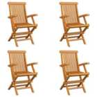vidaXL Folding Garden Chairs 4 pcs Solid Teak Wood