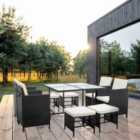 MCC Direct Rattan Garden Dining Table and Chair set Outdoor Patio Furniture Cuba Black