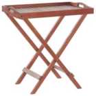 Beliani Garden Side Table TOSCANA Acacia Wood Dark Brown