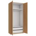 Wickes Claydon Oak Slab Double Wardrobe with Rail, Drawers, Plinth & Panels - 2333 x 1036mm