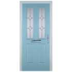 Door-Stop 2 Panel 2 Square Duck Egg Blue Left Hand GRP Composite Door - 2100mm