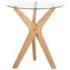 Beliani Side Table VALLEY Tempered Glass Light Brown