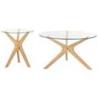 Beliani Set of 2 Coffee Tables VALLEY Tempered Glass Light Brown