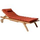 Beliani Sun Lounger With Cushion Cesana Premium Acacia Wood Red
