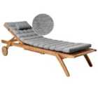 Beliani Sun Lounger With Cushion Cesana Premium Acacia Wood Grey