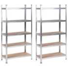 Beliani Set Of 2 Garage Shelves Xitta Metal 90cm 40cm Silver