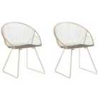 Beliani Set Of 2 Bar Chairs Conway Faux Leather Swivel White