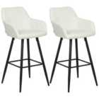 Beliani Set Of 2 Bar Chairs Casmalia Velvet Light Grey