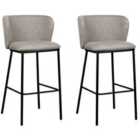 Beliani Set Of 2 Bar Chairs Mayetta Rattan Light Beige