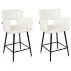 Beliani Set Of 2 Bar Chairs Sanilac Boucle Cream