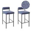 Beliani Set Of 2 Bar Chairs Dubrovnik Velvet Light Beige