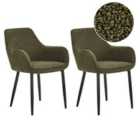 Beliani Set Of 2 Bar Chairs Darien Light Green