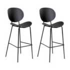 Beliani Set Of 2 Bar Chairs Luana Boucle Dark Green