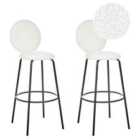 Beliani Set Of 2 Bar Chairs Dubrovnik Velvet Swivel Light Beige