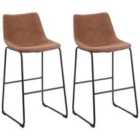 Beliani Set Of 2 Bar Chairs Franks Sea Blue