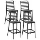 Beliani Set Of 4 Bar Chairs Seceda Synthetic Material Black